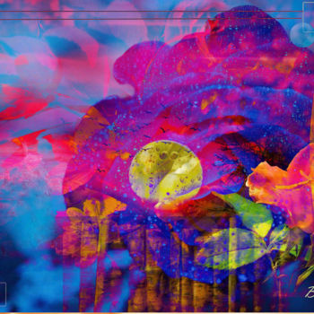 Digital Arts titled "Floral Dramatic Sky" by Marc Bulyss, Original Artwork, Digital Painting