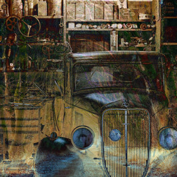 Arte digitale intitolato "Old Car and Ladies" da Marc Bulyss, Opera d'arte originale, Fotomontaggio