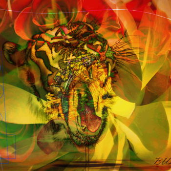Digitale Kunst mit dem Titel "Vanilla Jaguar" von Marc Bulyss, Original-Kunstwerk, Digitale Malerei
