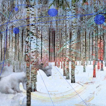 Digitale Kunst getiteld "Bear tree" door Marc Bulyss, Origineel Kunstwerk, Digitaal Schilderwerk
