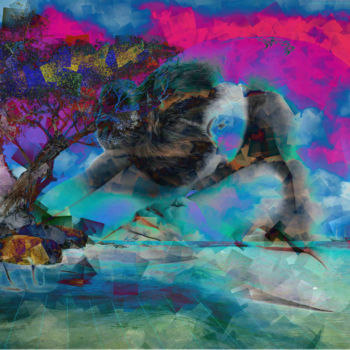Arts numériques intitulée "Blue Lagon Dancer" par Marc Bulyss, Œuvre d'art originale, Peinture numérique