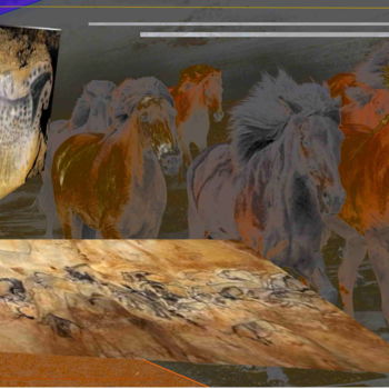 「Evolution Horse」というタイトルのデジタルアーツ Marc Bulyssによって, オリジナルのアートワーク, デジタル絵画