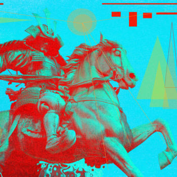 Digital Arts titled "Red Samouraî" by Marc Bulyss, Original Artwork, Digital Painting