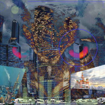Digitale Kunst mit dem Titel "The Eye of Moscou (…" von Marc Bulyss, Original-Kunstwerk, Digitale Malerei