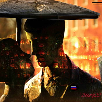 Digitale Kunst mit dem Titel "The Lovers in " Мос…" von Marc Bulyss, Original-Kunstwerk, Digitale Malerei