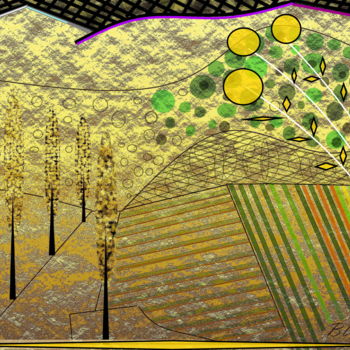 Grafika cyfrowa / sztuka generowana cyfrowo zatytułowany „Gold land” autorstwa Marc Bulyss, Oryginalna praca, Malarstwo cyfr…