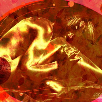 Digitale Kunst mit dem Titel "Golden Woman" von Marc Bulyss, Original-Kunstwerk, Digitale Malerei
