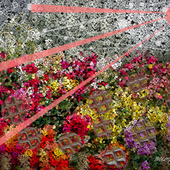 Digitale Kunst getiteld "Flowers Garden" door Marc Bulyss, Origineel Kunstwerk, Digitaal Schilderwerk