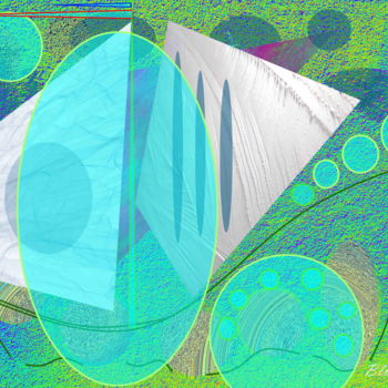 Digitale Kunst getiteld "Green Boat" door Marc Bulyss, Origineel Kunstwerk, Digitaal Schilderwerk