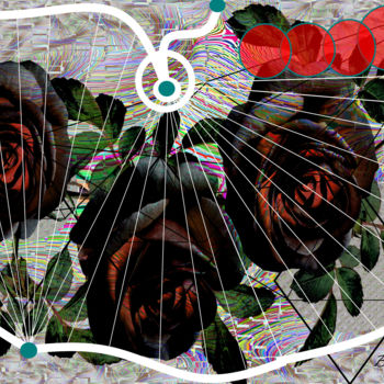 Digital Arts titled "Marilyn Monroe Roses" by Marc Bulyss, Original Artwork, Digital Painting