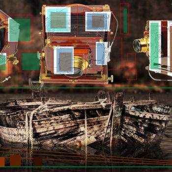 Arte digital titulada "Photographer's Boat…" por Marc Bulyss, Obra de arte original, Trabajo Digital 2D