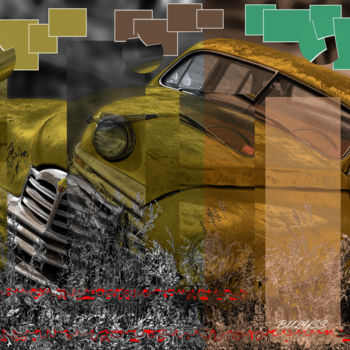 Digitale Kunst getiteld "Puzzle  Car" door Marc Bulyss, Origineel Kunstwerk, Digitaal Schilderwerk