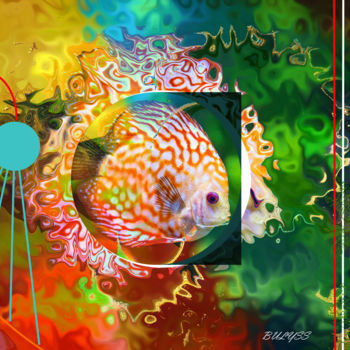 Digitale Kunst mit dem Titel "Русская рыба" von Marc Bulyss, Original-Kunstwerk, Digitale Malerei