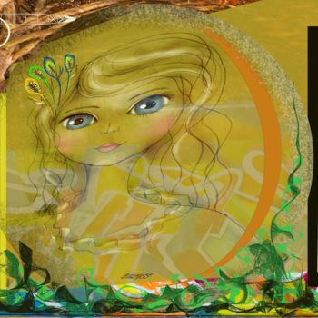 Artes digitais intitulada "Leaf Fairy" por Marc Bulyss, Obras de arte originais, Pintura digital