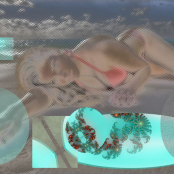 Digital Arts titled "Emerald Beach" by Marc Bulyss, Original Artwork, Digital Painting