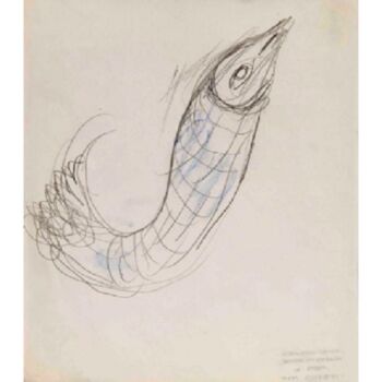 图画 标题为“Poisson (Fish)” 由Marc Chagall, 原创艺术品, 石墨
