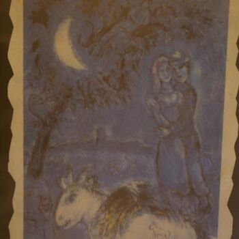 「LOS NOVIOS SOBRE CA…」というタイトルの絵画 Marc Chagallによって, オリジナルのアートワーク