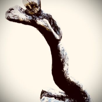 Sculpture intitulée "Charmant devine?" par Marc Chauvin, Œuvre d'art originale, Bois