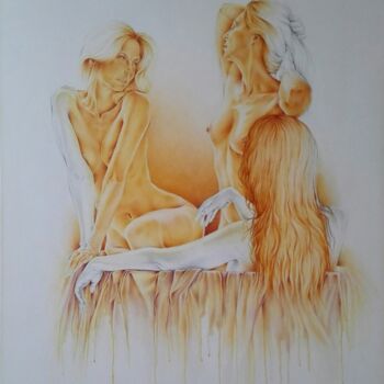 Pintura intitulada "Nu - "Les filles au…" por Marc Ciavarella, Obras de arte originais, Óleo
