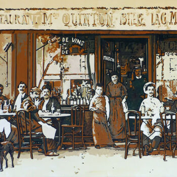 Painting titled "Chez Quinton" by Marc Coutureau, Original Artwork, Acrylic Mounted on Wood Panel