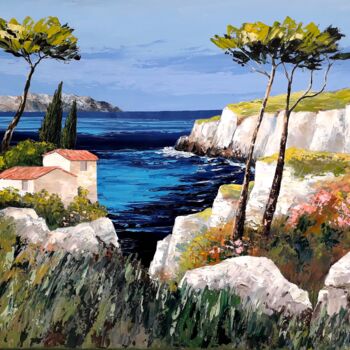 Painting titled "Calanques" by Marc Degieux, Original Artwork, Oil