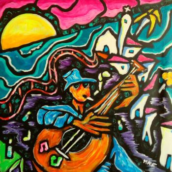 Schilderij getiteld "Guitarra." door Marc Felix, Origineel Kunstwerk, Acryl