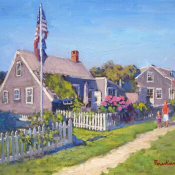 Painting titled "Summer in Sconset,…" by Marc Forestier, Original Artwork, Oil Mounted on Wood Stretcher frame