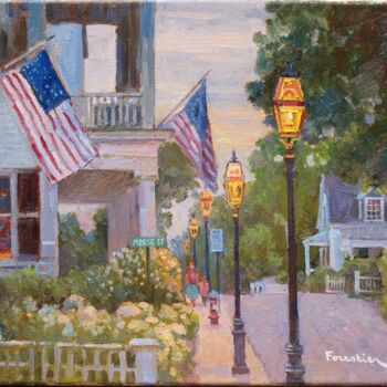 Painting titled "Edgartown, Martha's…" by Marc Forestier, Original Artwork, Oil Mounted on Wood Stretcher frame