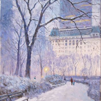 Painting titled "Winter in Central P…" by Marc Forestier, Original Artwork, Oil