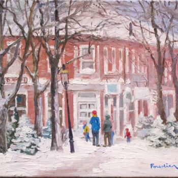 Peinture intitulée "Snow in Nantucket" par Marc Forestier, Œuvre d'art originale, Huile Monté sur Châssis en bois
