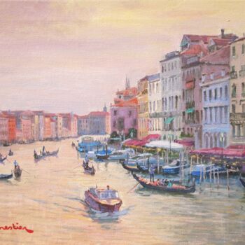 Painting titled "Venice, the Grand C…" by Marc Forestier, Original Artwork, Oil Mounted on Wood Stretcher frame