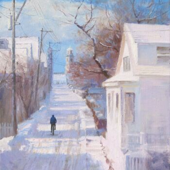 Malerei mit dem Titel "Snow in Provincetown" von Marc Forestier, Original-Kunstwerk, Öl
