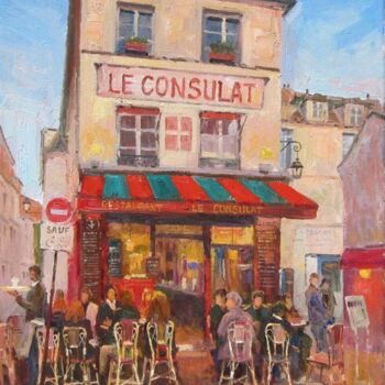 Painting titled "Le Consulat, Montma…" by Marc Forestier, Original Artwork, Oil Mounted on Wood Stretcher frame