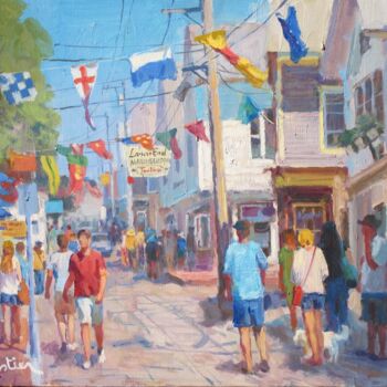 Painting titled "Street in Provincet…" by Marc Forestier, Original Artwork, Oil Mounted on Wood Stretcher frame