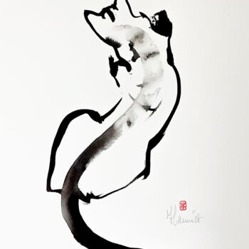 Pintura intitulada "Chat de dos" por Marc Hanniet, Obras de arte originais, Tinta