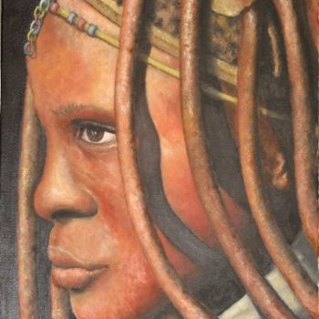 Painting titled "africaine" by Marc Haumont, Original Artwork, Oil