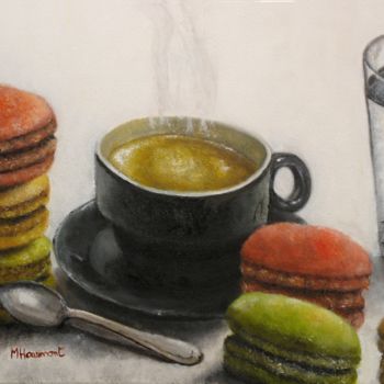 Schilderij getiteld "Coffee break" door Marc Haumont, Origineel Kunstwerk, Olie