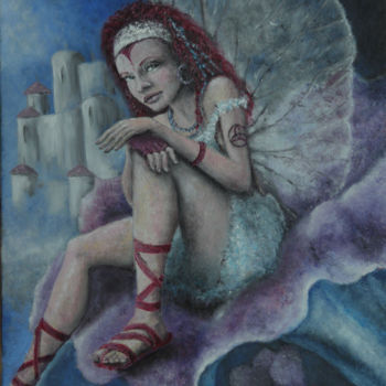 Painting titled "Une Fée / A Fairy" by Marc Haumont, Original Artwork, Oil