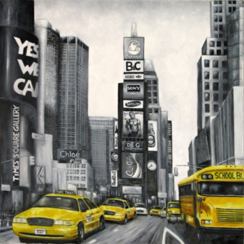 Pintura intitulada "Time Square" por Marc Haumont, Obras de arte originais, Óleo