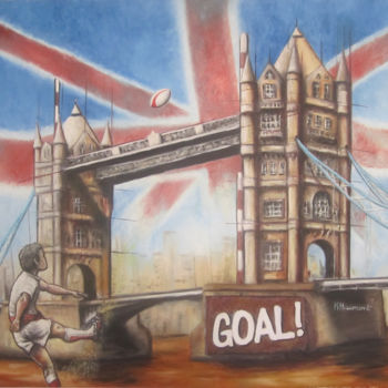 「Rugby in London」というタイトルの絵画 Marc Haumontによって, オリジナルのアートワーク, オイル