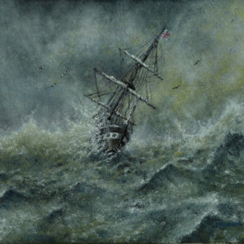 Painting titled "Tempête I / Storm I" by Marc Haumont, Original Artwork, Oil