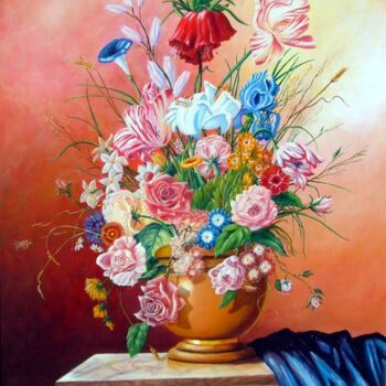 Painting titled "Flores Magnificat" by Marc Lallemand (Markkus), Original Artwork, Oil