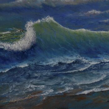 Peinture intitulée "la vague" par Marc Lejeune, Œuvre d'art originale, Huile Monté sur Châssis en bois