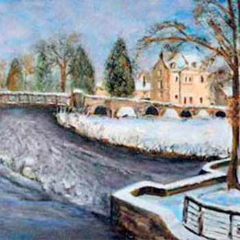 Painting titled "la sèvre en hiver" by Marc Lejeune, Original Artwork, Oil