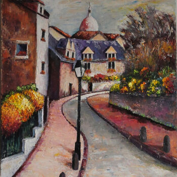 Painting titled "montmartre paris" by Marc Lejeune, Original Artwork, Oil