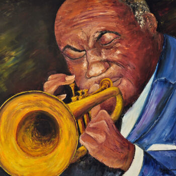 Painting titled "quand le jazz est là" by Marc Lejeune, Original Artwork, Oil