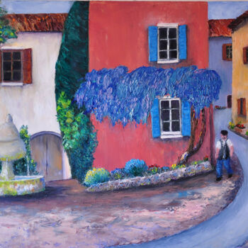 Peinture intitulée "vieux village prove…" par Marc Lejeune, Œuvre d'art originale, Huile