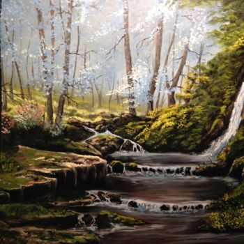 Peinture intitulée "Forest Creek" par Marc Merie, Œuvre d'art originale, Huile