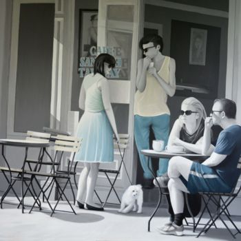 Malerei mit dem Titel "En terrasse" von Marc Palluy, Original-Kunstwerk, Acryl