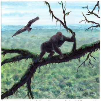 Pintura titulada "Gorille sur la bran…" por Marc Rouchairoles, Obra de arte original, Acrílico Montado en Bastidor de camill…
